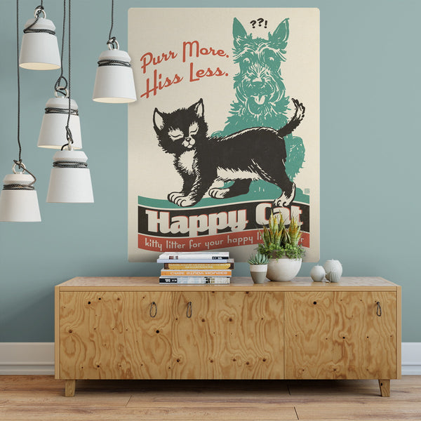 Happy Cat Kitty Litter Purr More Hiss Less Decal