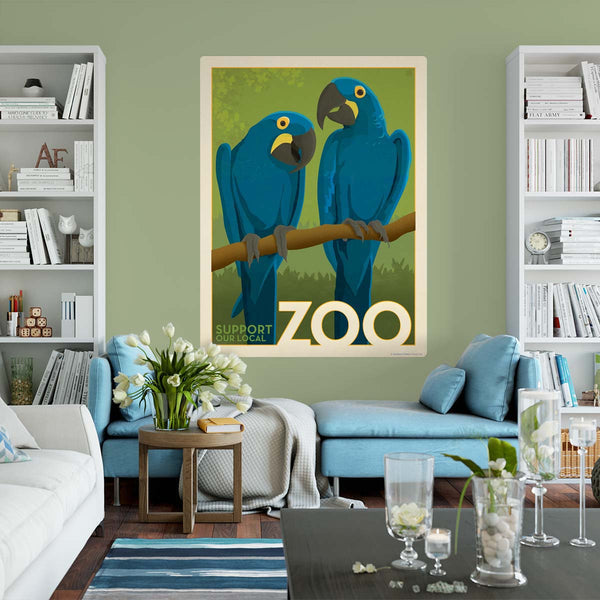 Blue Macaw Parrots Support Our Local Zoo Birds Decal