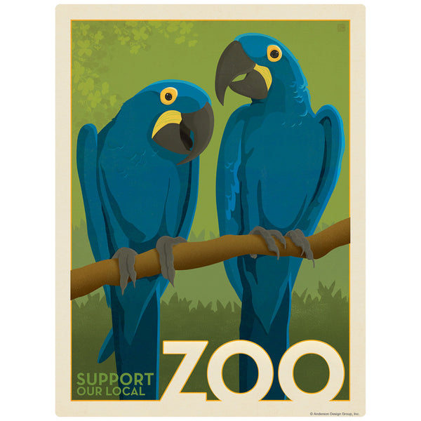 Blue Macaw Parrots Support Our Local Zoo Birds Decal