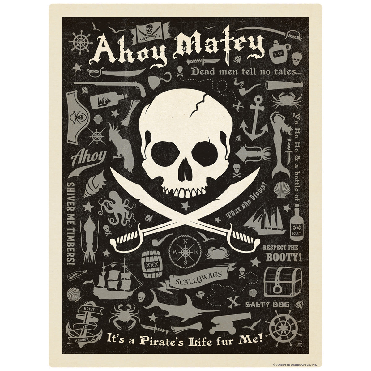 Ahoy Matey Pirate Pattern Decal | Retro Planet