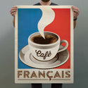 Cafe Francais French Flag Coffee Decal