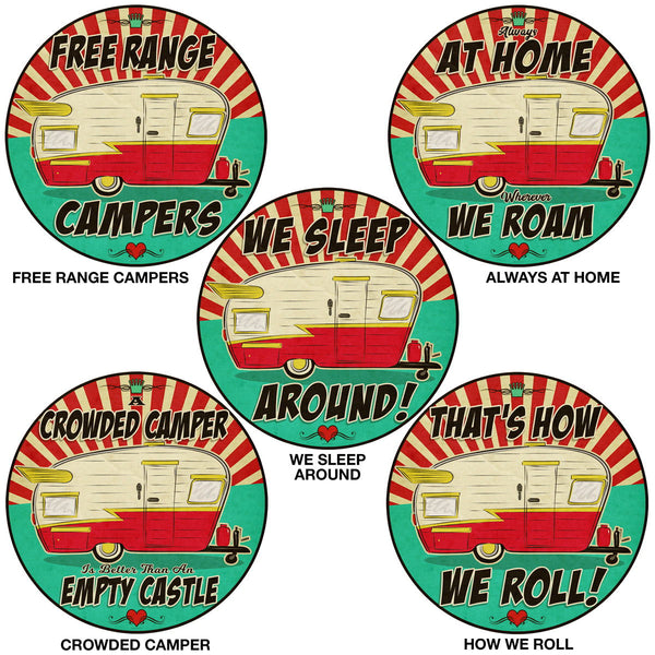 Retro Camper Sunburst Decal (Choose Wording)