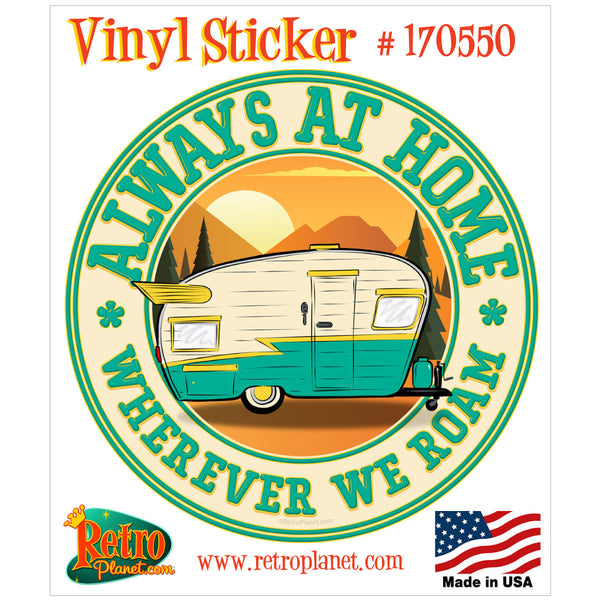 Retro Camper Sunset Vinyl Sticker (Choose Wording)