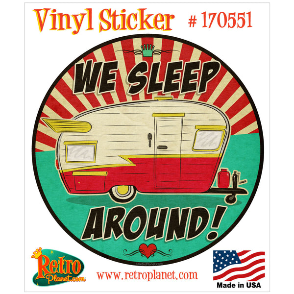 Retro Camper Sunburst Vinyl Sticker (Choose Wording)