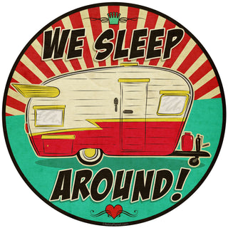 Retro Camper Sunburst Vinyl Sticker (Choose Wording)