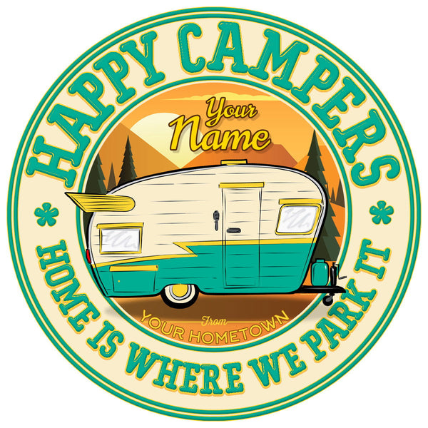 Personalized Retro Camper Sunset Decal