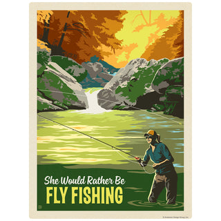She Would Rather Be Fly Fishing Decal