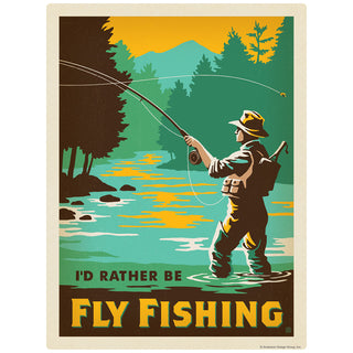 retro vintage fly fishing Sticker