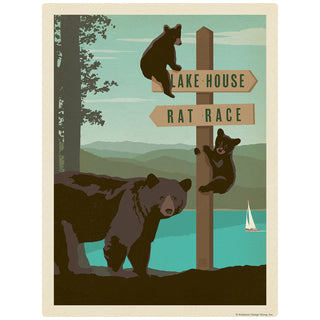 Lake House Rat Race Sign Post Decal