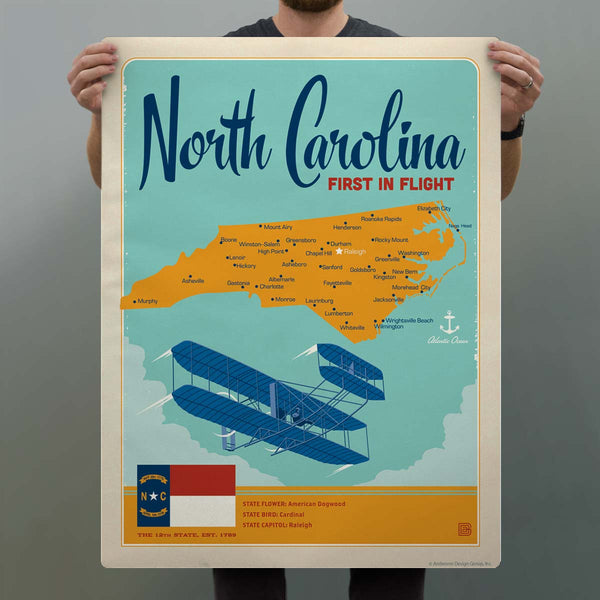 North Carolina First in Flight State Map Decal