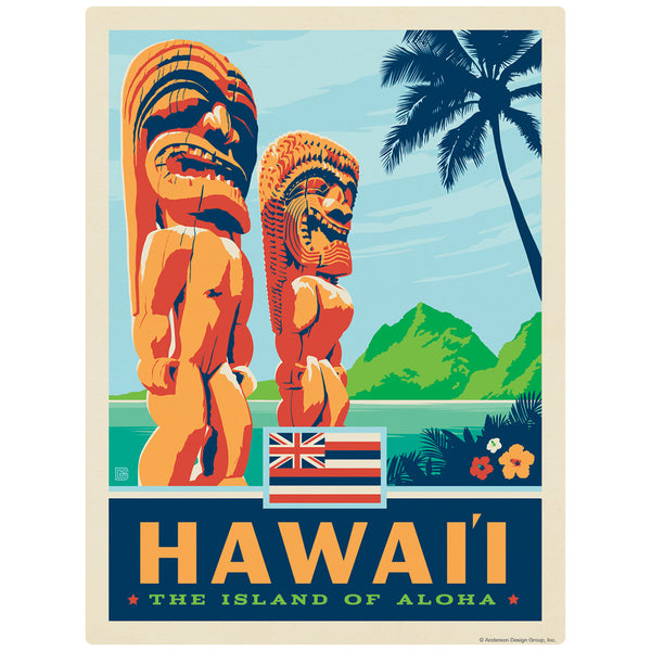 Hawaii Aloha Island State Tiki Statues Decal