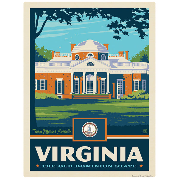 Virginia Old Dominion State Monticello Decal