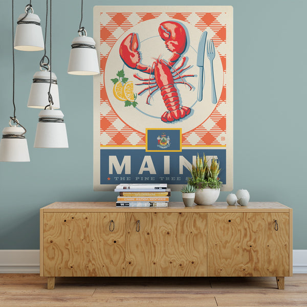 Maine Pine Tree State Lobster Decal