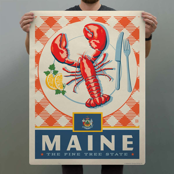 Maine Pine Tree State Lobster Decal