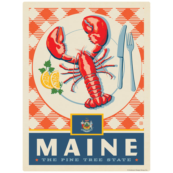 Maine Pine Tree State Lobster Decal