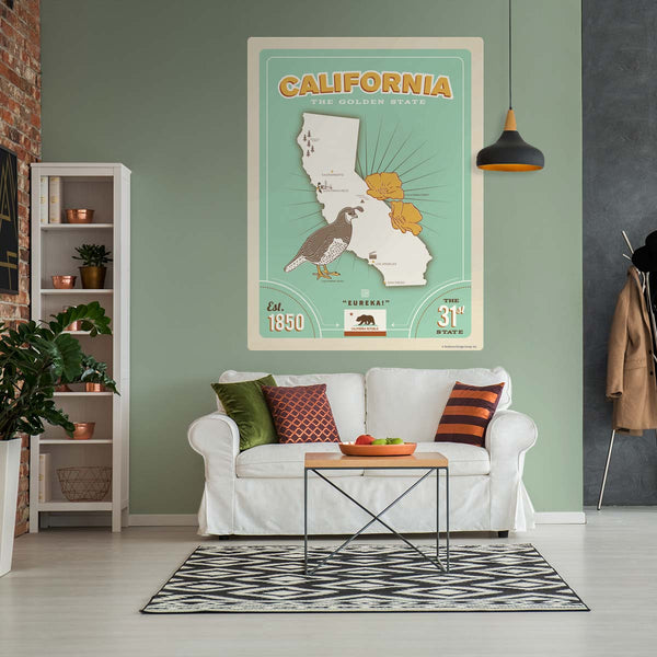California Golden State Map Decal