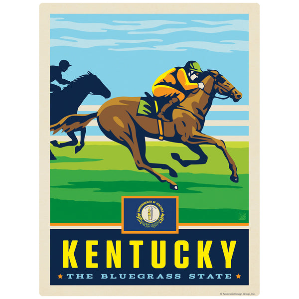 Kentucky Bluegrass State Horse Racing Decal