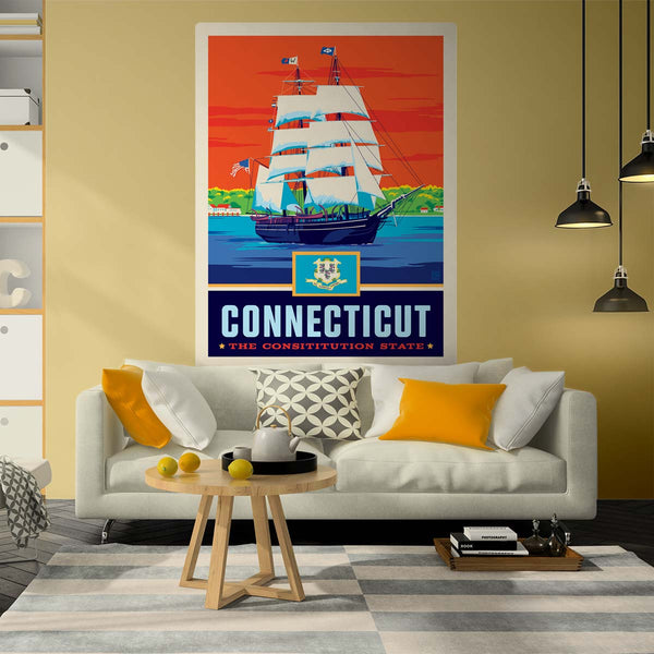 Connecticut Constitution State Clipper Ship Decal