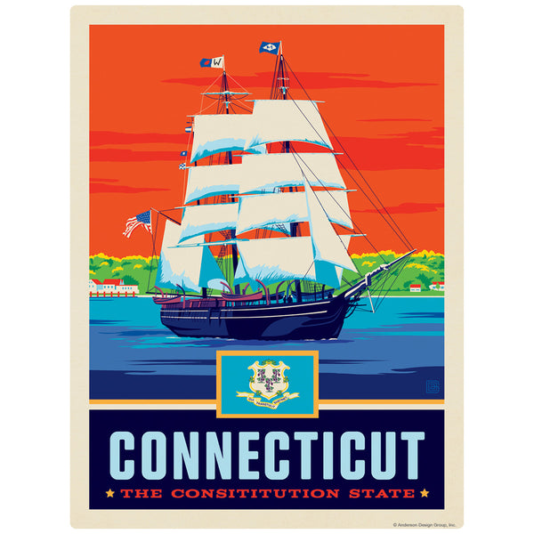 Connecticut Constitution State Clipper Ship Decal