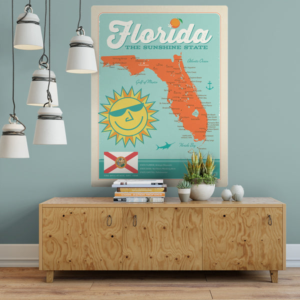 Florida Sunshine State Map Decal