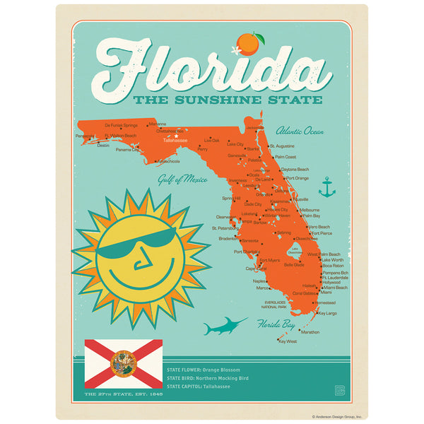 Florida Sunshine State Map Decal