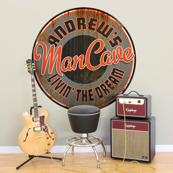 Personalized Man Cave Decal Distressed