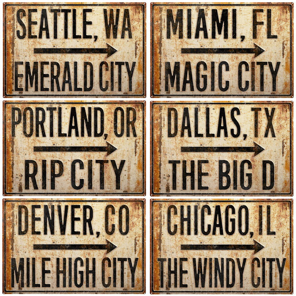 Cities and Nicknames With Arrow Sign