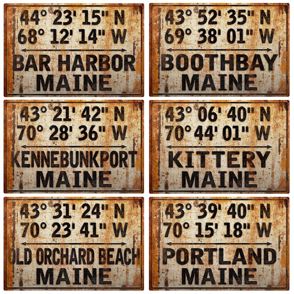 Maine Cities Latitude Longitude Decal