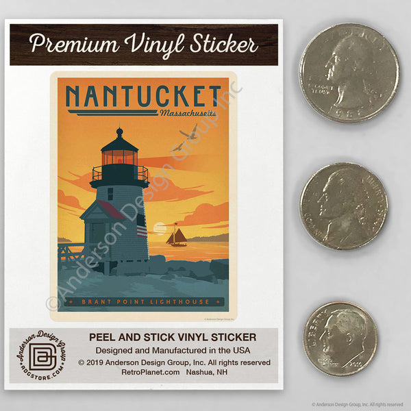 Nantucket Massachusetts Brant Point Lighthouse Mini Vinyl Sticker
