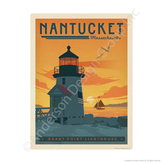 Nantucket Massachusetts Brant Point Lighthouse Mini Vinyl Sticker