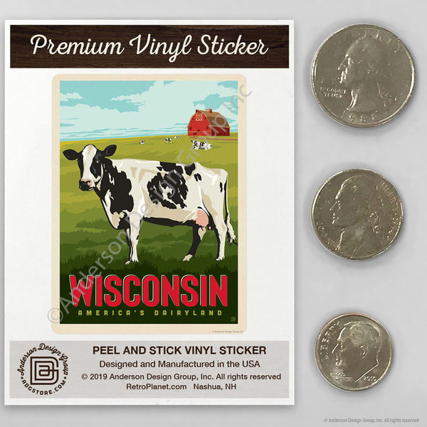 Wisconsin Americas Dairyland Cow Mini Vinyl Sticker