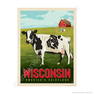 Wisconsin Americas Dairyland Cow Mini Vinyl Sticker