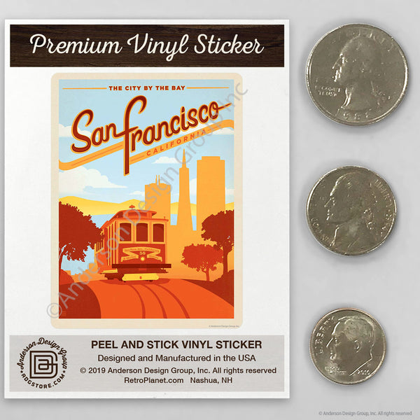 San Francisco California Cable Car Mini Vinyl Sticker