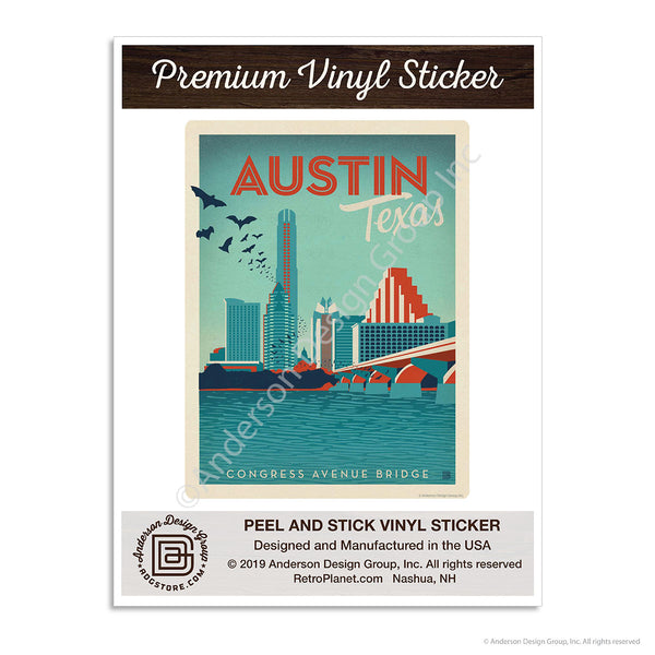 Austin Texas Congress Avenue Bridge Mini Vinyl Sticker