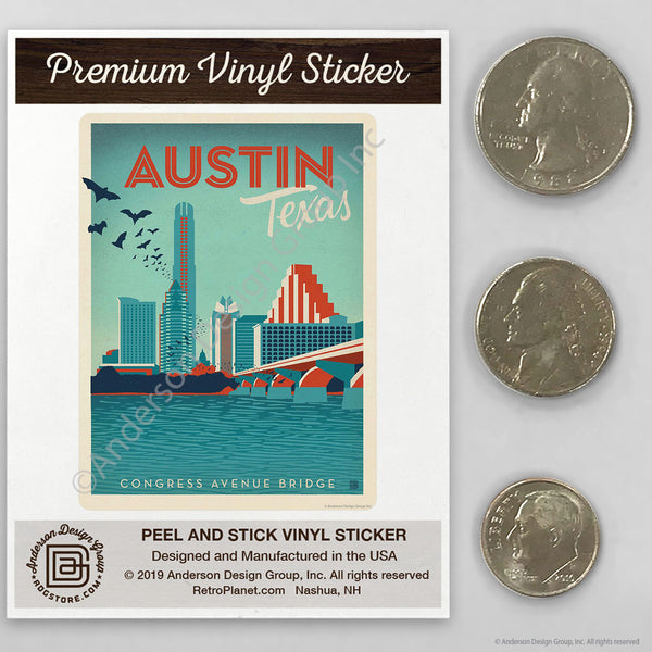 Austin Texas Congress Avenue Bridge Mini Vinyl Sticker