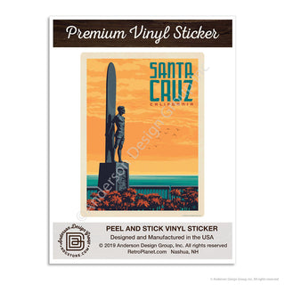 Santa Cruz Surfer Statue California Mini Vinyl Sticker