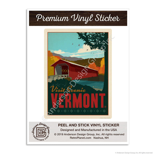 Vermont Covered Bridge Mini Vinyl Sticker