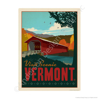 Vermont Covered Bridge Mini Vinyl Sticker