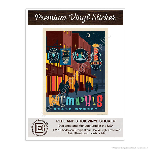 Memphis Tennessee Beale Street Mini Vinyl Sticker