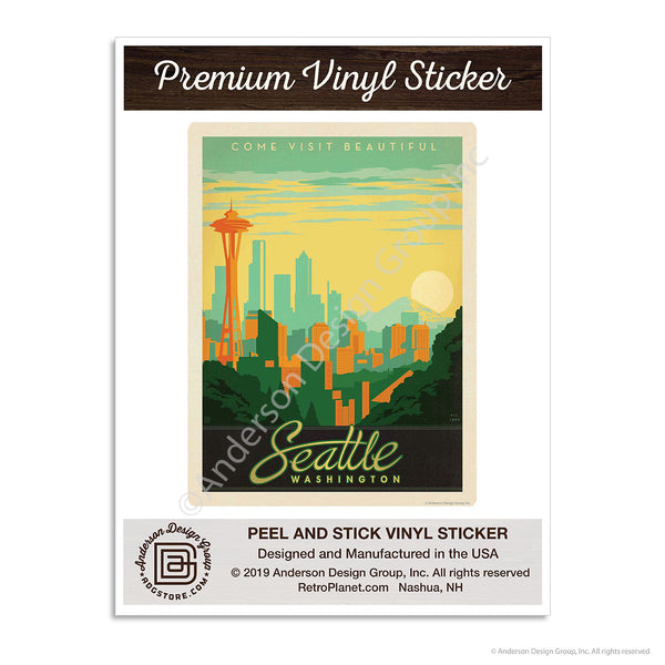 Seattle Washington Skyline Mini Vinyl Sticker