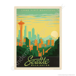 Seattle Washington Skyline Mini Vinyl Sticker