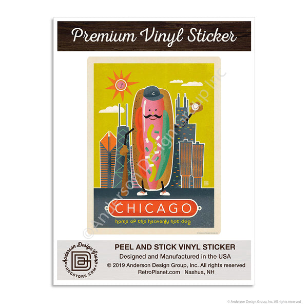 Chicago Illinois Heavenly Hot Dog Mini Vinyl Sticker