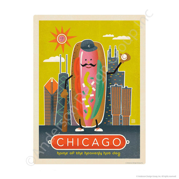 Chicago Illinois Heavenly Hot Dog Mini Vinyl Sticker