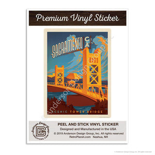 Sacramento California Scenic Tower Bridge Mini Vinyl Sticker