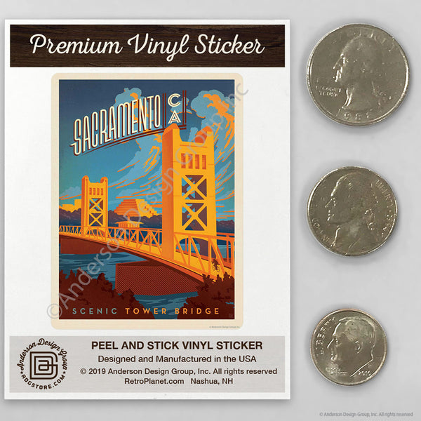 Sacramento California Scenic Tower Bridge Mini Vinyl Sticker