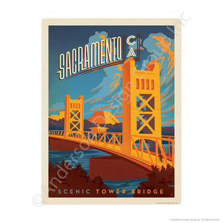 Sacramento California Scenic Tower Bridge Mini Vinyl Sticker