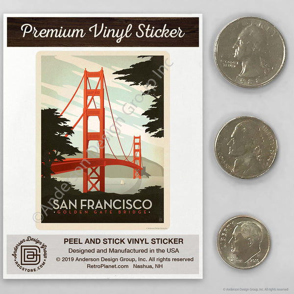 San Francisco California Golden Gate Bridge Mini Vinyl Sticker