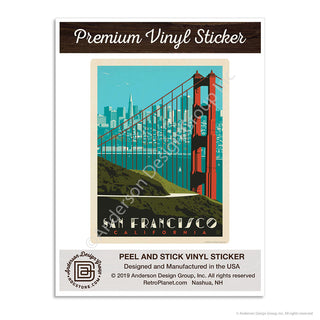 San Francisco California Golden Gate Skyline Mini Vinyl Sticker