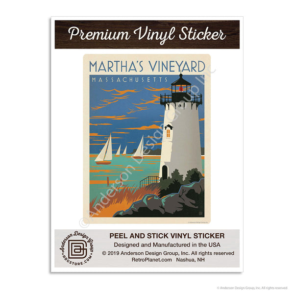 Marthas Vineyard Massachusetts Lighthouse Mini Vinyl Sticker