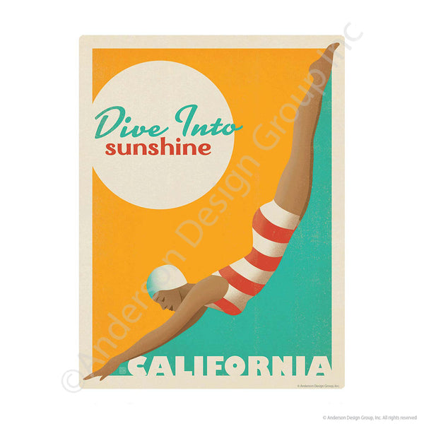 California Dive Into Sunshine Mini Vinyl Sticker